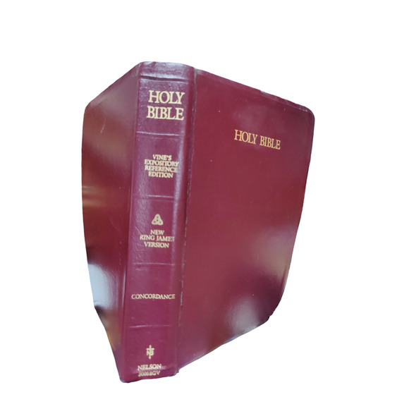 1997 Holy Bible Vine's Expository Reference Edition NKJV Genuine leather - Picture 2 of 5